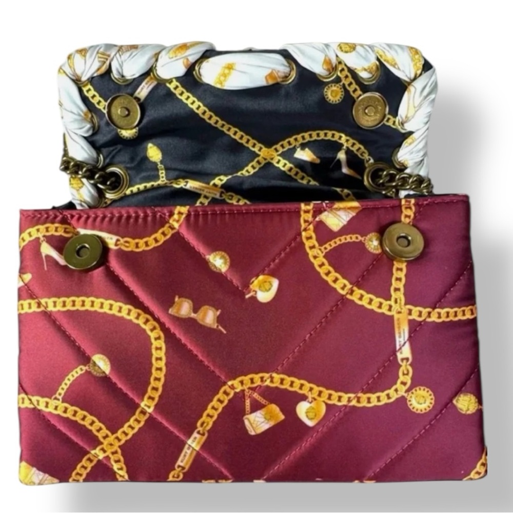 Kurt Geiger 🪢 NWT ❗️RARE Quilted Kensington with Scarf in Reversed Blue and Red - Picture 7 of 11